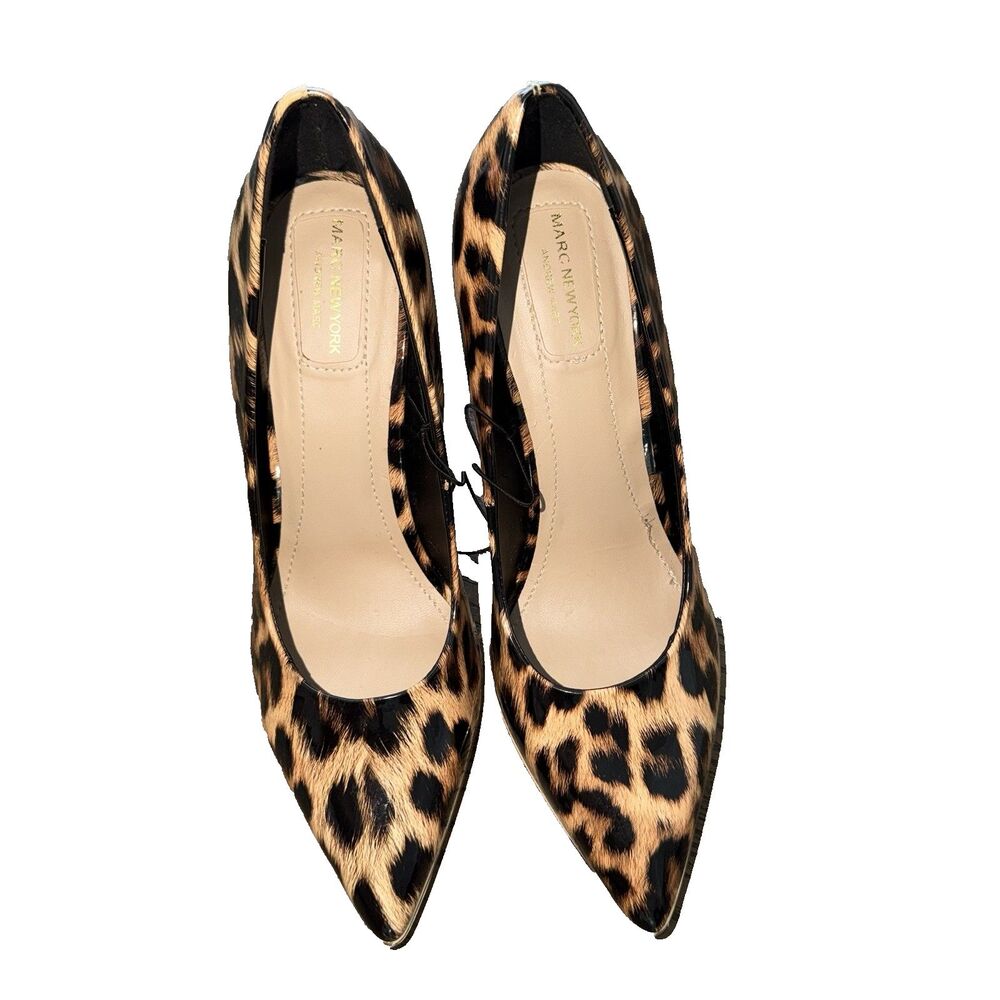 Andrew Marc Glossy Leopard Print Pumps 4” Stiletto Heels Padded US Sz 8.5M Peggy - Picture 8 of 8